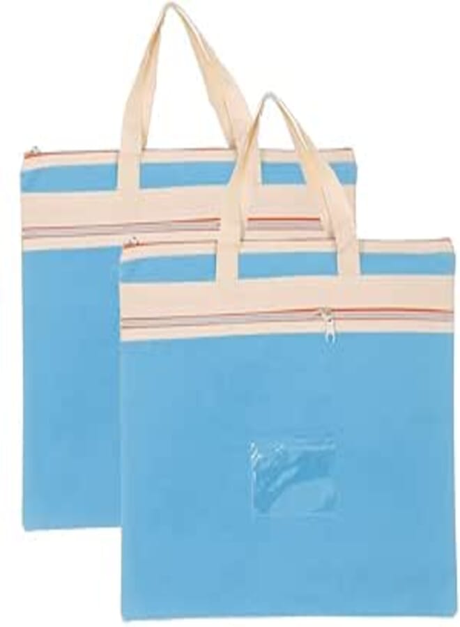 3A Fabric Paper Binder 30 * 36 cm With Zipper 2 Pieces - Light Blue 280